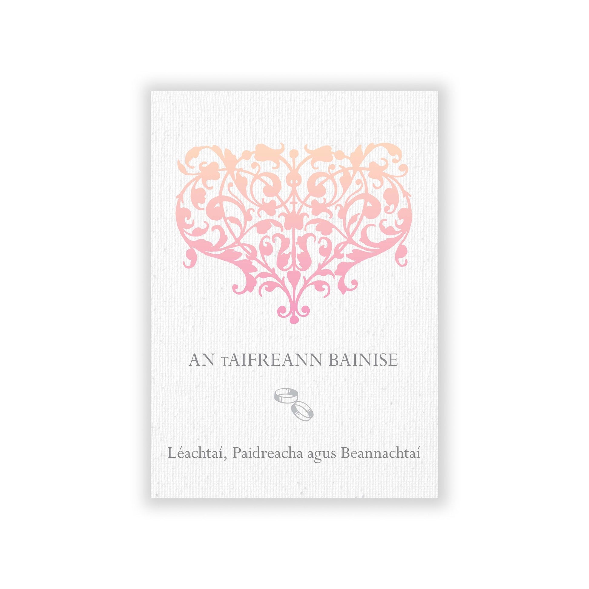 Irish-language wedding Mass guide with readings, prayers, and blessings.