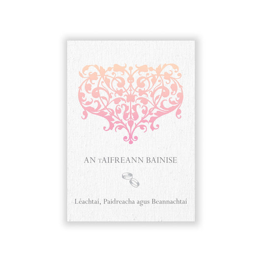 Irish-language wedding Mass guide with readings, prayers, and blessings.