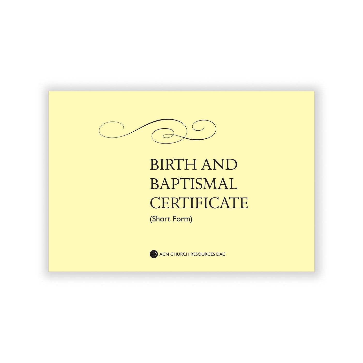 Short-form book of birth and baptism certificates summarizing key sacramental details.