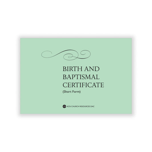 Short-form book of birth and baptism certificates summarizing key sacramental details.