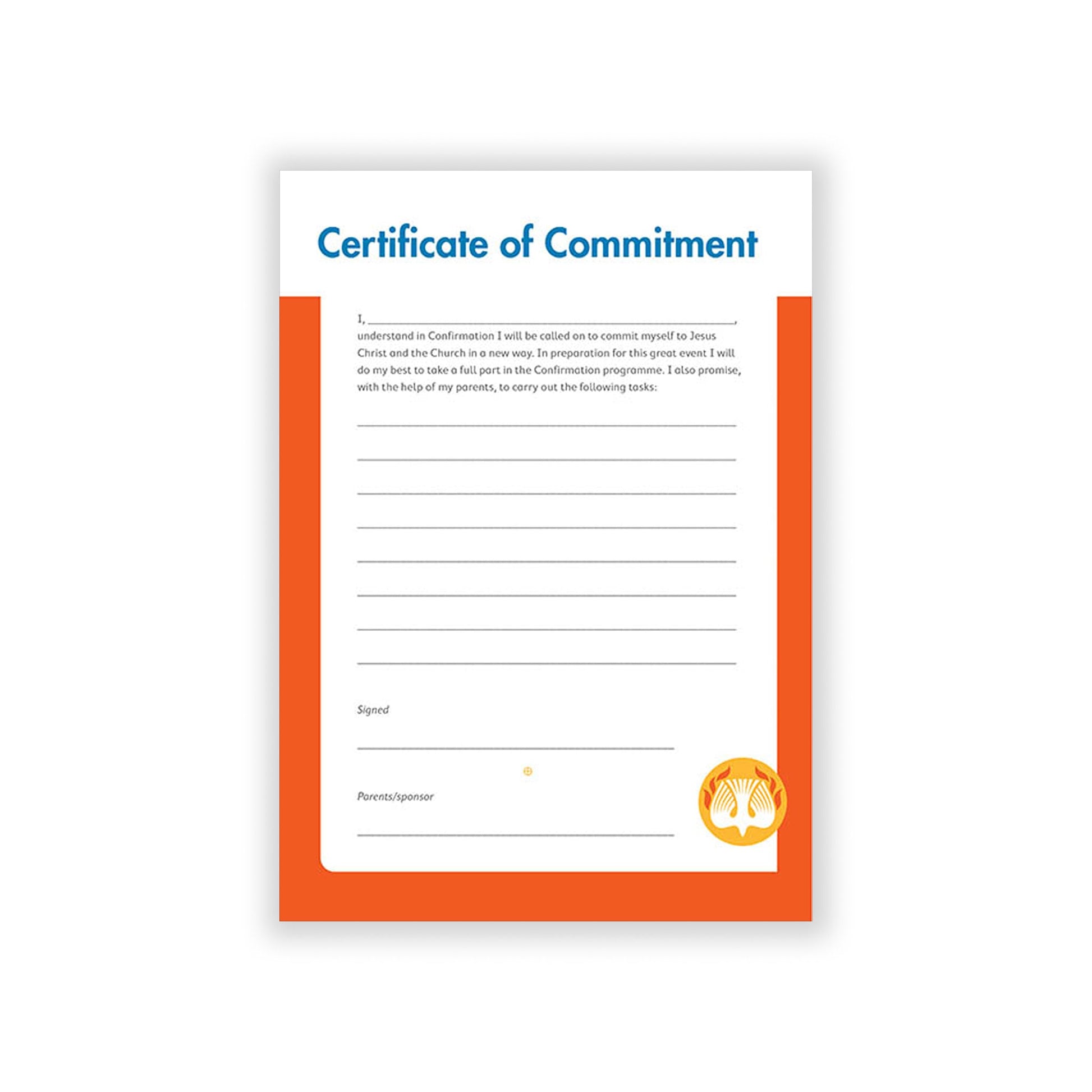 Certificate affirming commitment to Confirmation preparation.