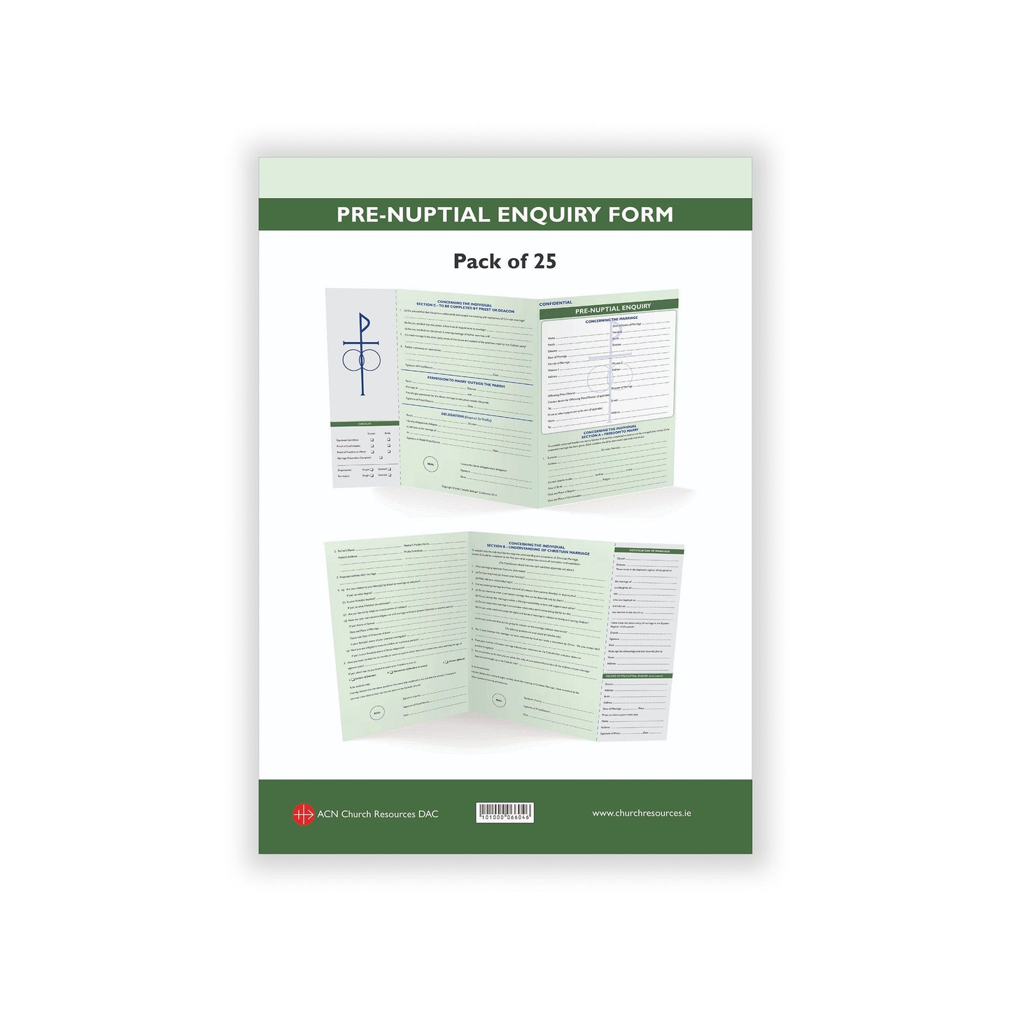 Pack of 25 pre-nuptial enquiry forms for marriage preparation.